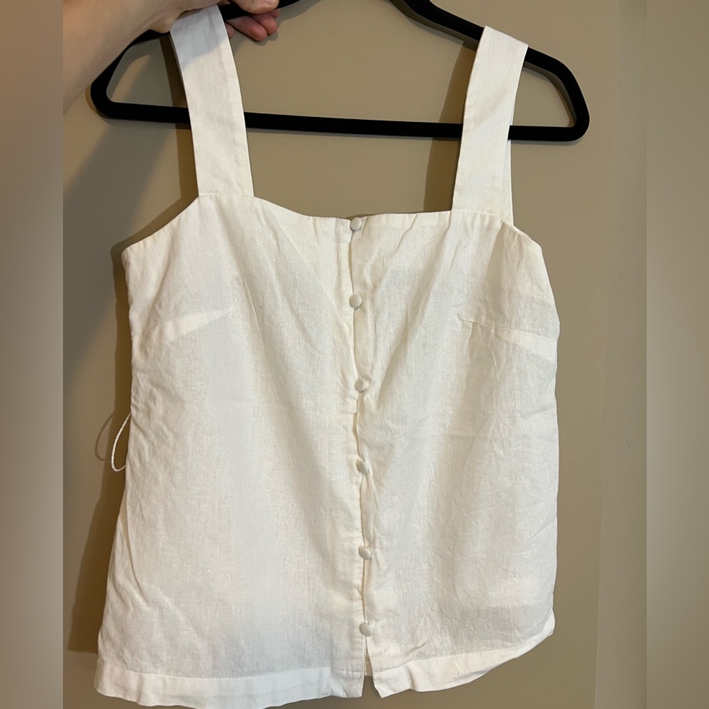 Mango Linen Square Neck Tank